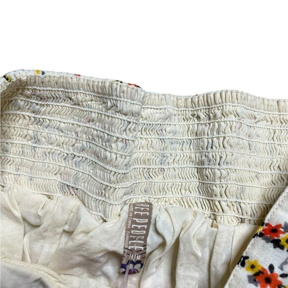 We The Free People Floral Button-Up Skirt Cream Size Medium - Picture 6 of 6